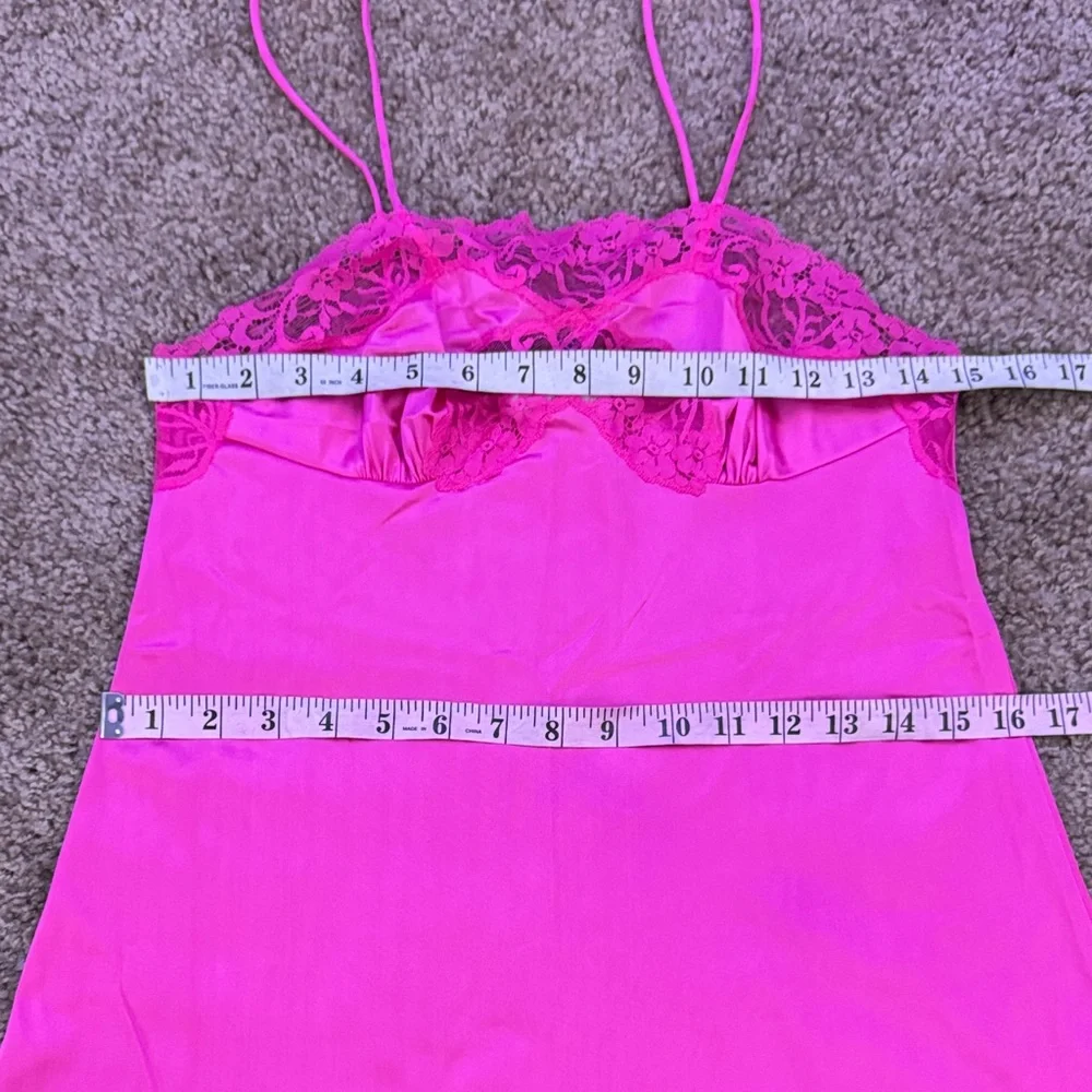 Vintage Pink Lace Silky Chemise Top - Picture 7 of 11